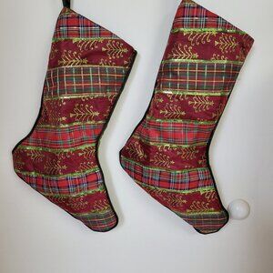 Red and Green Quilted Handmade‎ Christmas Stocking, NWT Plaid